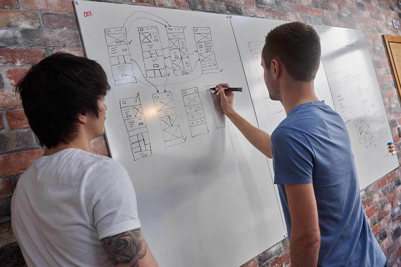 Alex and Sam doing wireframes