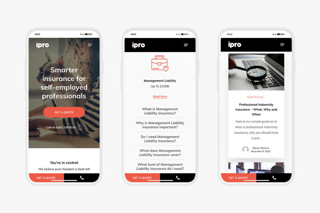 IPRO Insurance Website Mobile