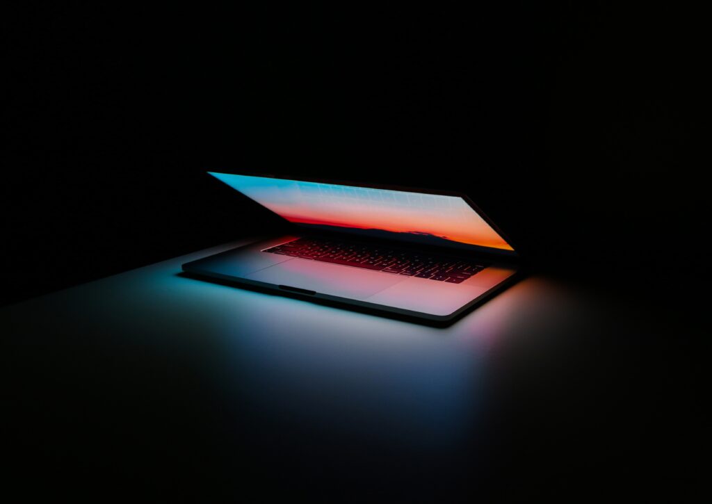 Gradient display shown on a laptop