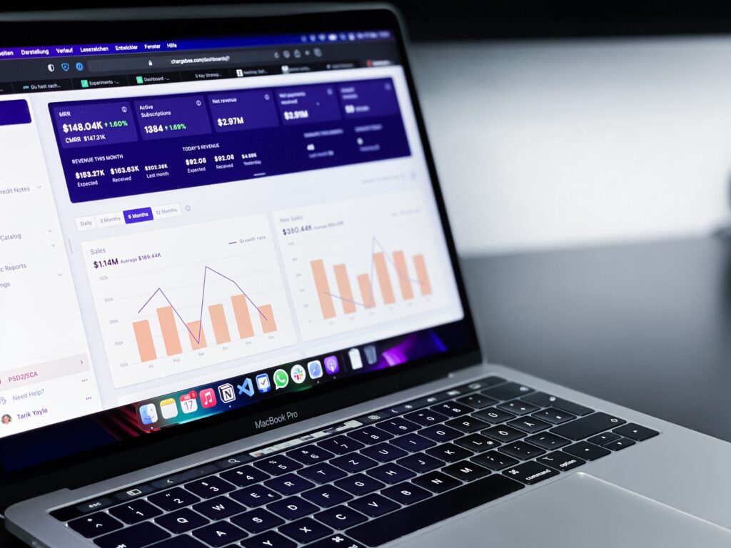 Close up of laptop with content marketing analytics shown on the screen
