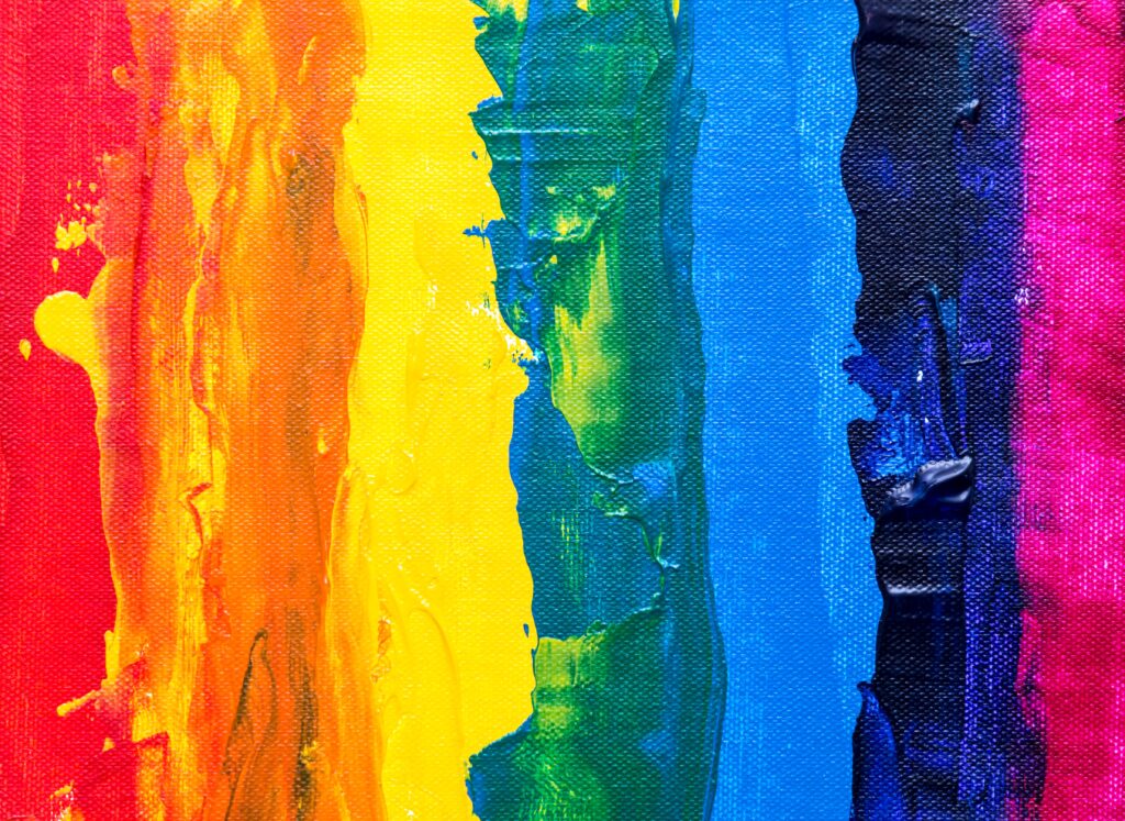 Rainbow coloured paint