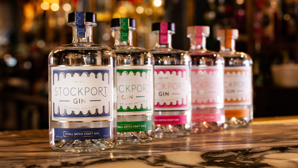 Stockport Gin bottle label designs