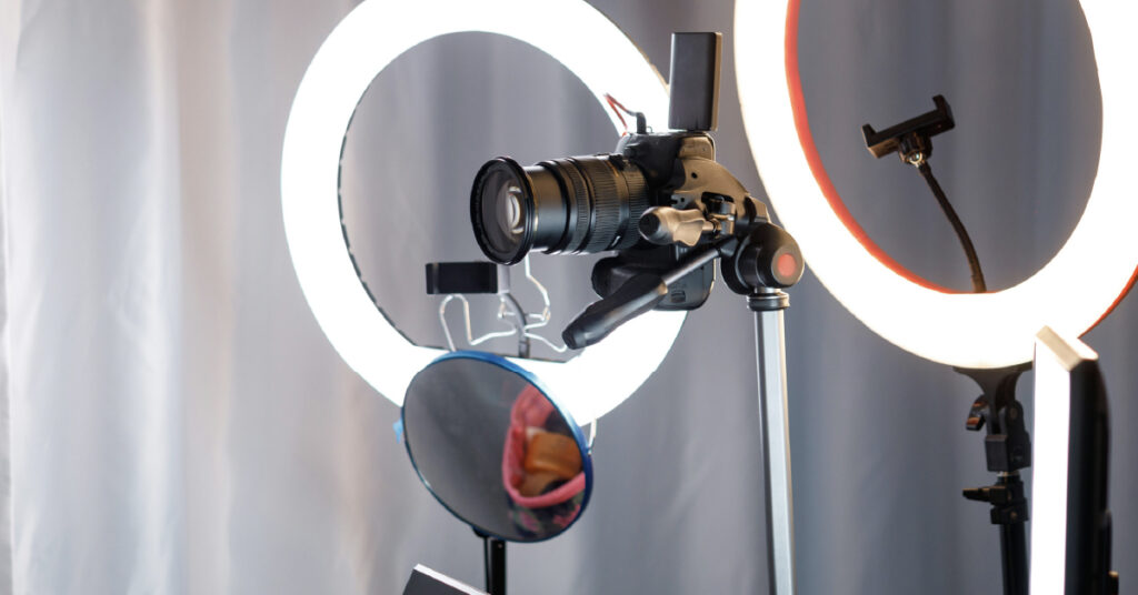 Ring light and microphones