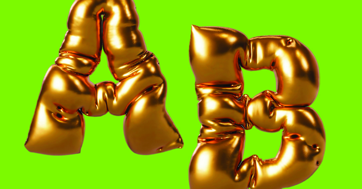 10 High-Impact A/B Tests for Shopify Stores blog header image of gold foil balloons that say A/B