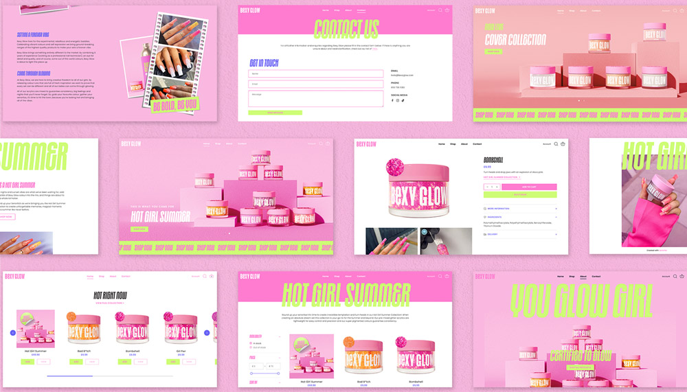 Desktop pages of a Shopify store
