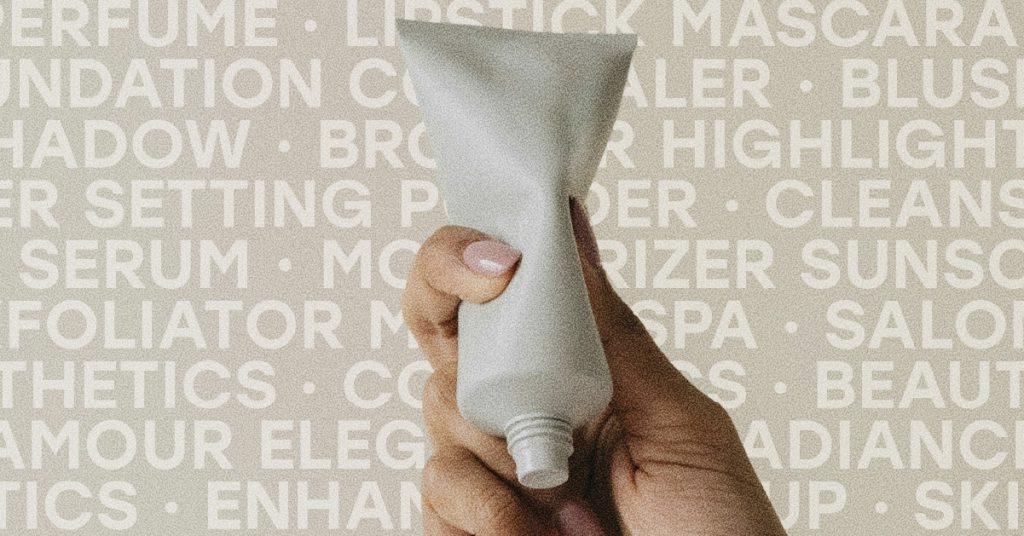 woman squeezing a cleanser bottle