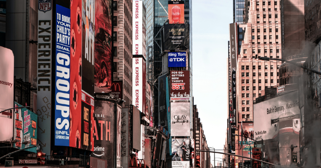 Advertising on high rise buildings