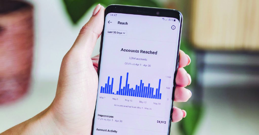 accounts reached metrics displayed on a smart phone