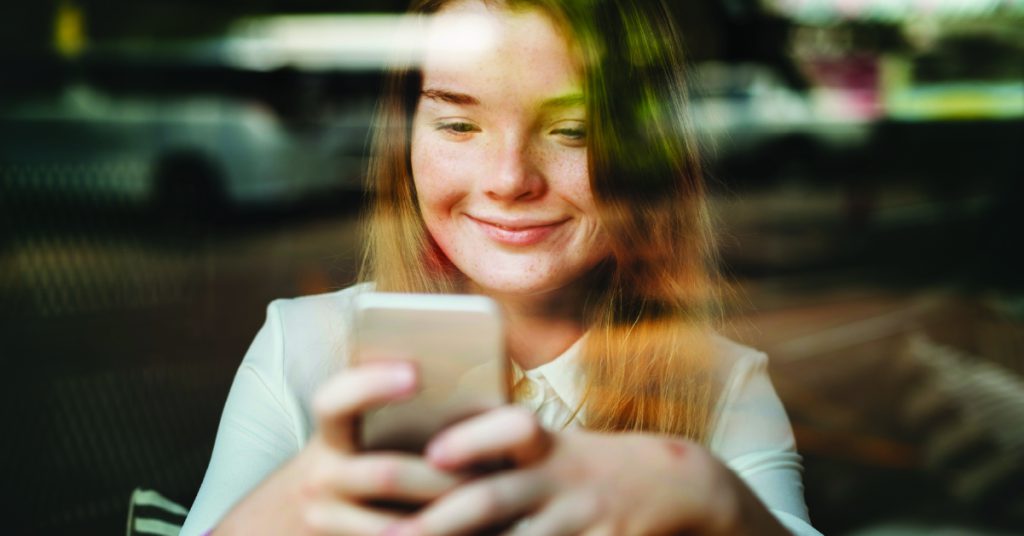 Woman engaged with an Instagram post