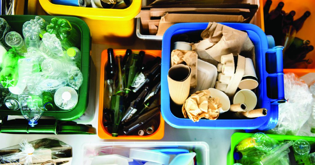 Packaging materials in different tubs
