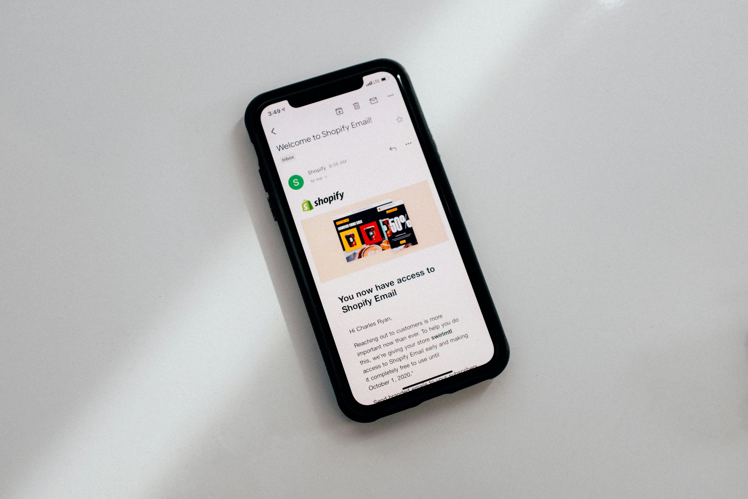 Shopify displayed on a phone