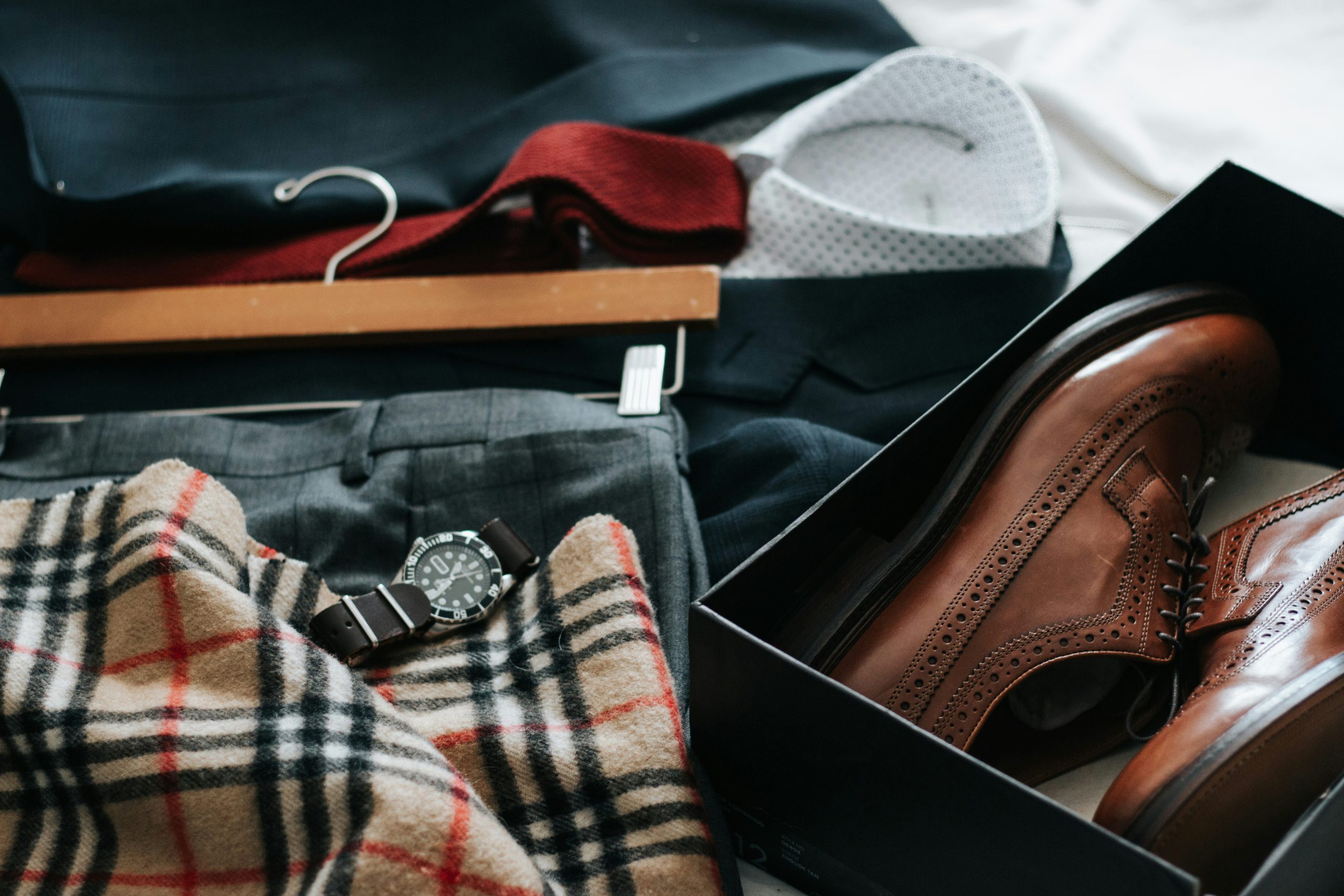 Selection of men's clothes ready to be packaged