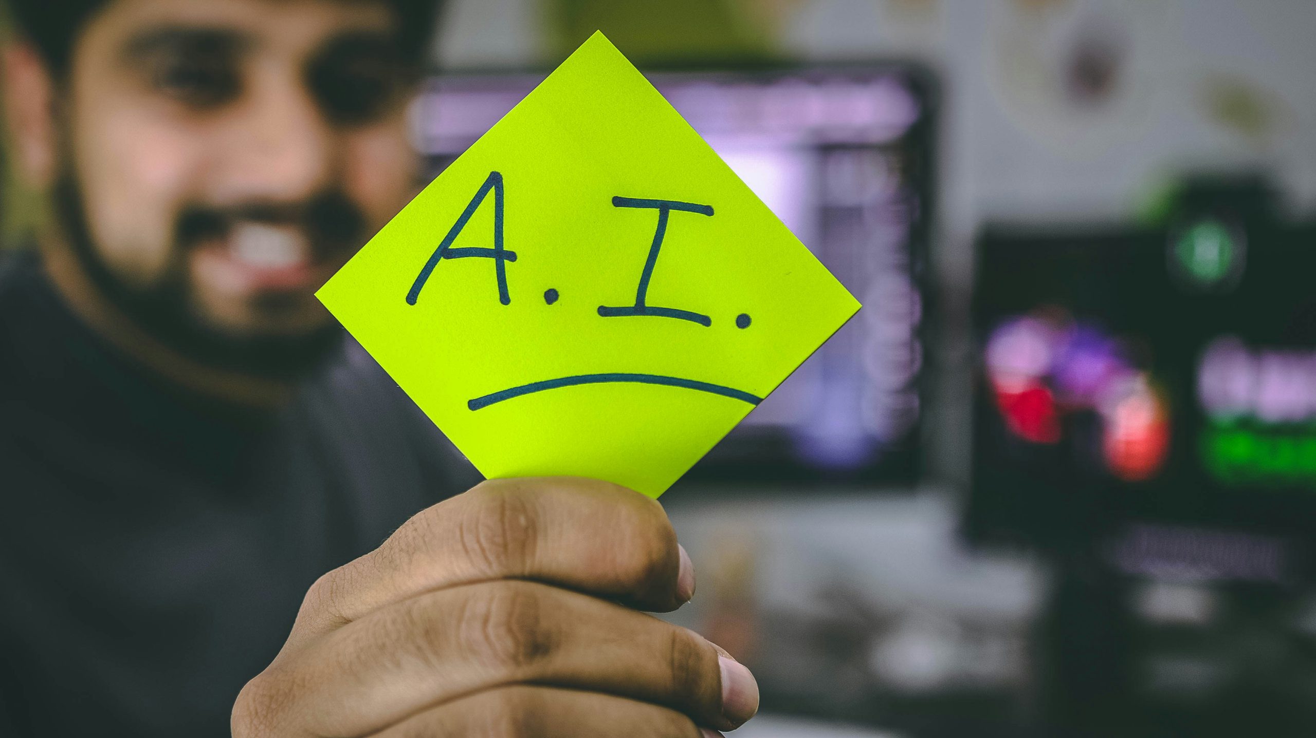 AI written on a sticky note