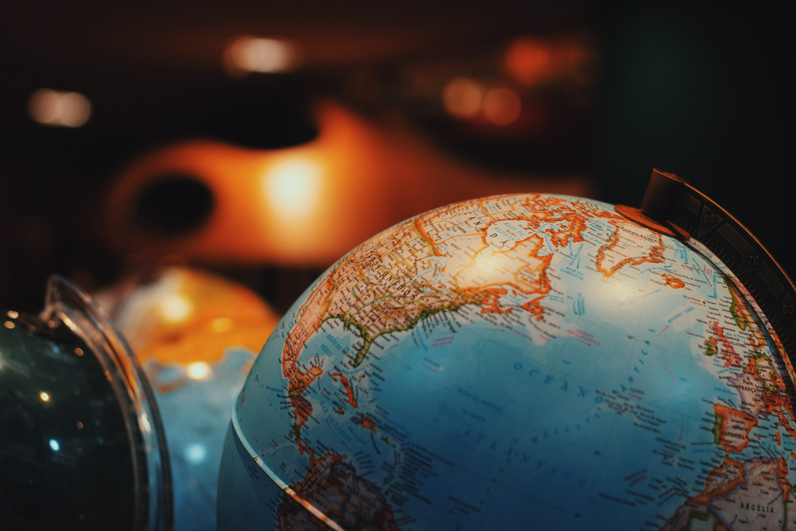 A globe against a dark background