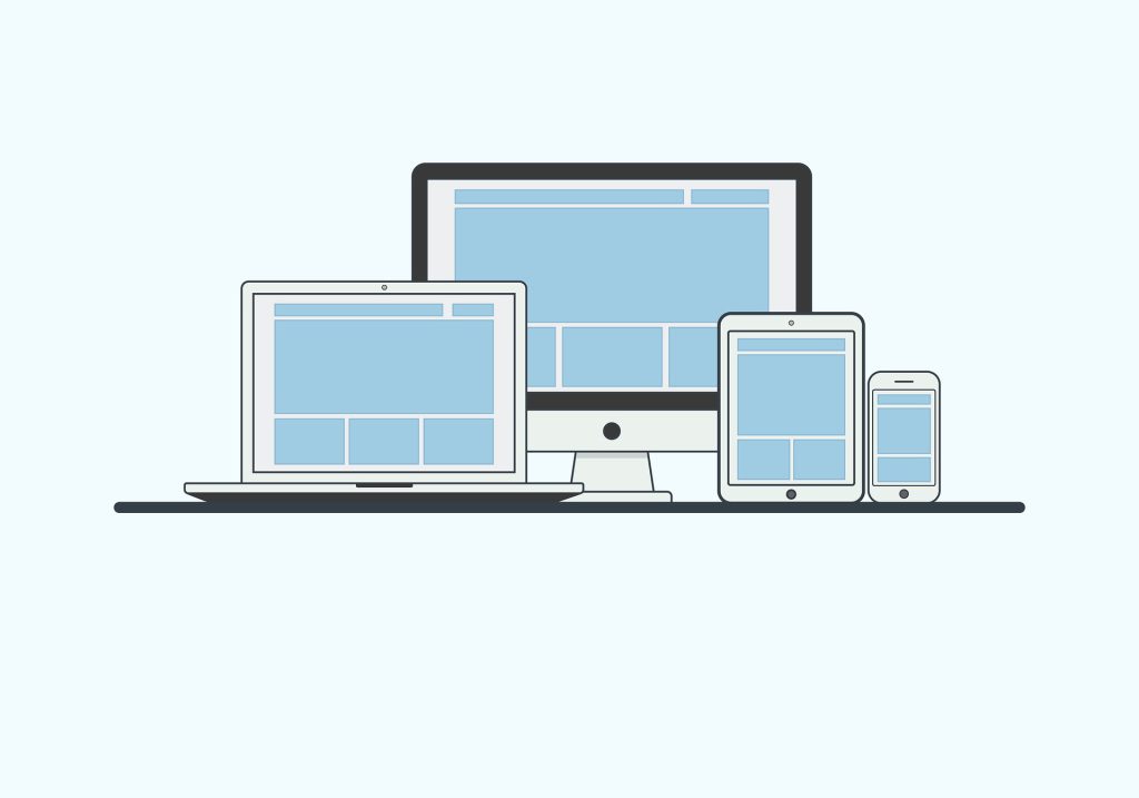 illustration of different screen sizes compatible with responsive web design