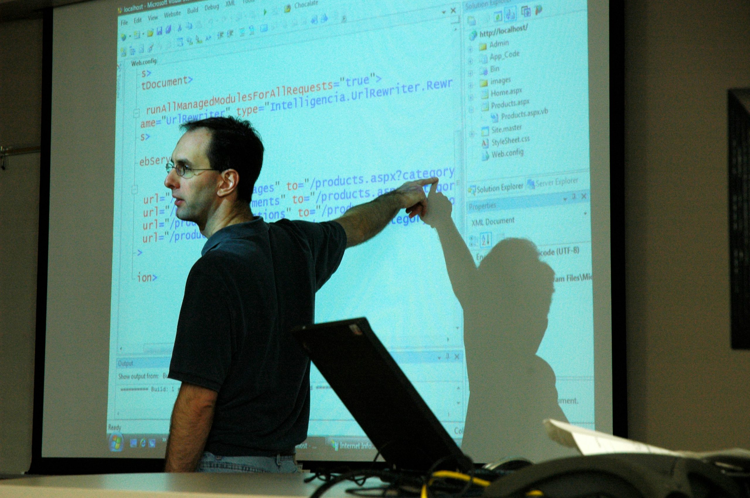 Man examining code