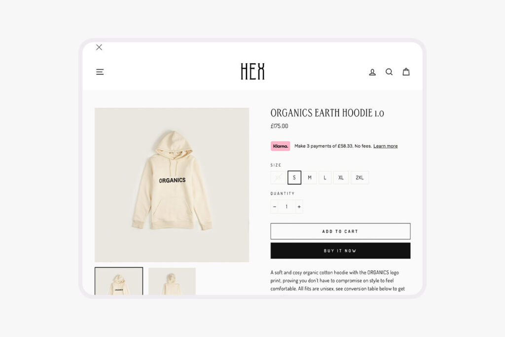 Hex product page - Designed by Create8